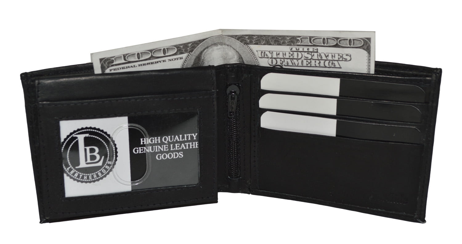 Men's Black Billfold Wallet With 2 Id Clear Windows