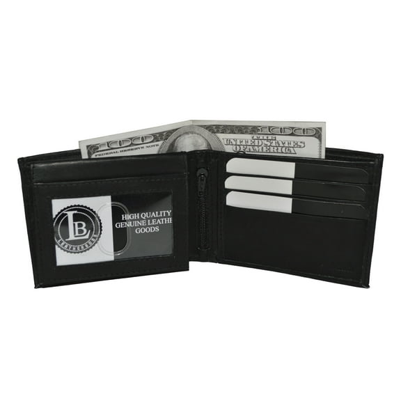 Men's Bifold Leather wallet with flip up ID flap.