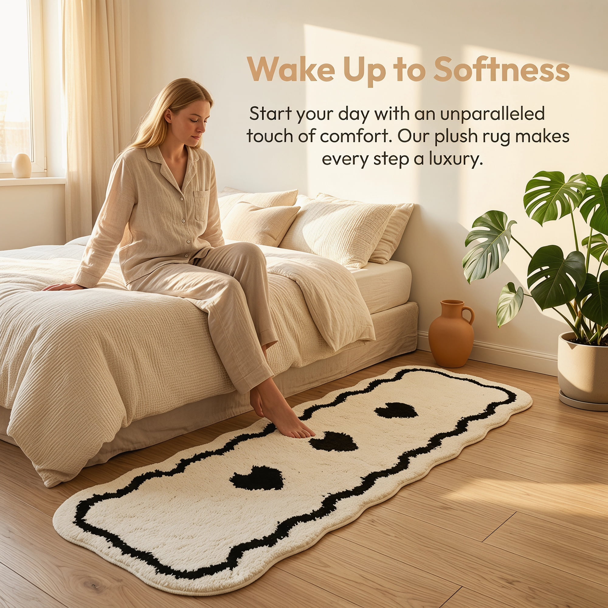 Unique Bargains Extra Long Shaggy Faux Fur Non-Slip Plush Rug White 47" x 16"