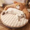 thumbnail image 2 of Cama para gatos, cama para gatos con respaldo alto, cama para gatos con dibujos animados, suministros para mascotas, multifuncional, 2 of 10