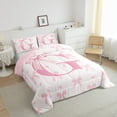thumbnail image 3 of Initial Letter G Chic Comforter Set,Dreamy Bow Love Hearts Kawaii Pink Bedding Set Teens,Princess Style Pink Bowknot Girly Romantic Down Comforter,2 Pcs 1 Pillowcase, 3 of 6