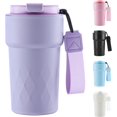 thumbnail image 1 of Resemugg, 510 ml isolerad kaffemugg med läckagesäkert lock, återanvändbara kaffekoppar för resor, dubbelväggiga termomuggar i rostfritt stål (Lila), 1 of 5