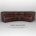 thumbnail image 3 of Ellesophas 6-Seat PU Leather Reclining Sectional Sofa Set with Footrest, Wide Padded Armrests, Removable Backrest, Perfect for Living Room & Home Theater, Brown, 3 of 9
