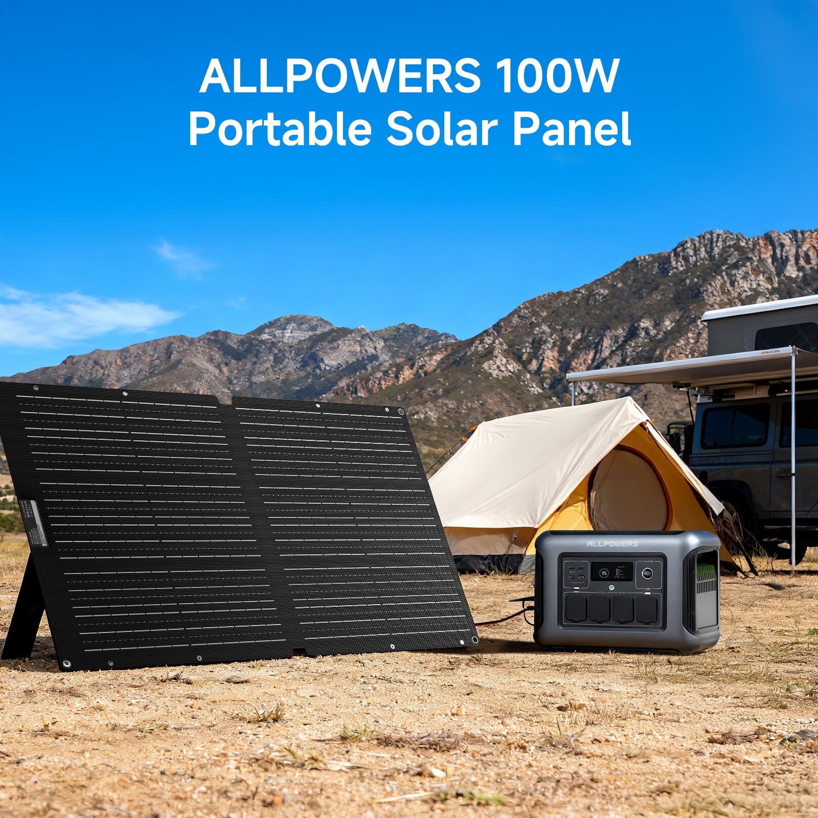 ALLPOWERS 100W Portable Solar Panel for Power Station, Foldable Solar Charger with High Efficiency & IP68 Waterproof, Fast Charging Outdoor Camping, RV, Emergency