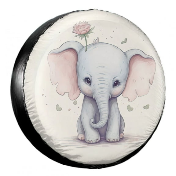 KAKALAD Pink Cute Elephant 01 Spare Tire Cover Weatherproof Universal Accessories 14 Inch