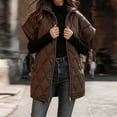 thumbnail image 5 of Vdgthytj Puffer Vest Women Full Zip Stand Collar Diamond Quilted Mid-Length Short Sleeve Gilet Winter Warm Casual Outerwear with Pockets(X-Large,Coffee), 5 of 7