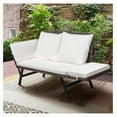 thumbnail image 2 of Outdoor Sofa, Woven Rattan Patio Furniture, Convertible Daybed or Double Chair with Adjustable Armrests, Cushions and Pillows for Yard, Porch, Pool, Brown Lounger & Beige Pillowcase, 2 of 7