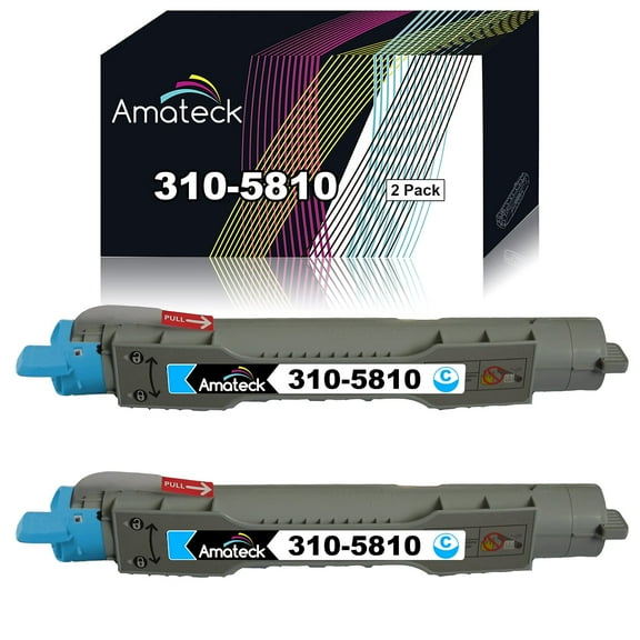 Amateck Compatible Toner Cartridge Replacement for Dell 310 5810 H7029 Cyan 2 Pack for 5100cn