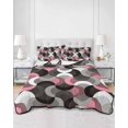 thumbnail image 2 of Quilts King Size Bedding Set, Pink Grey Abstract Lightweight Quilted Comforter, Modern Geometric Ombre Artwork Soft Reversible Bedspread Coverlet with Pillow Covers for All Season, 96" x 106", 2 of 7