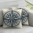thumbnail image 2 of GOSMITH Nautical Navy Blue Coastal Sailing Anchor Compass Coastal Beach Short Plush 2-Piece Pillowcase Set White, 2 of 6