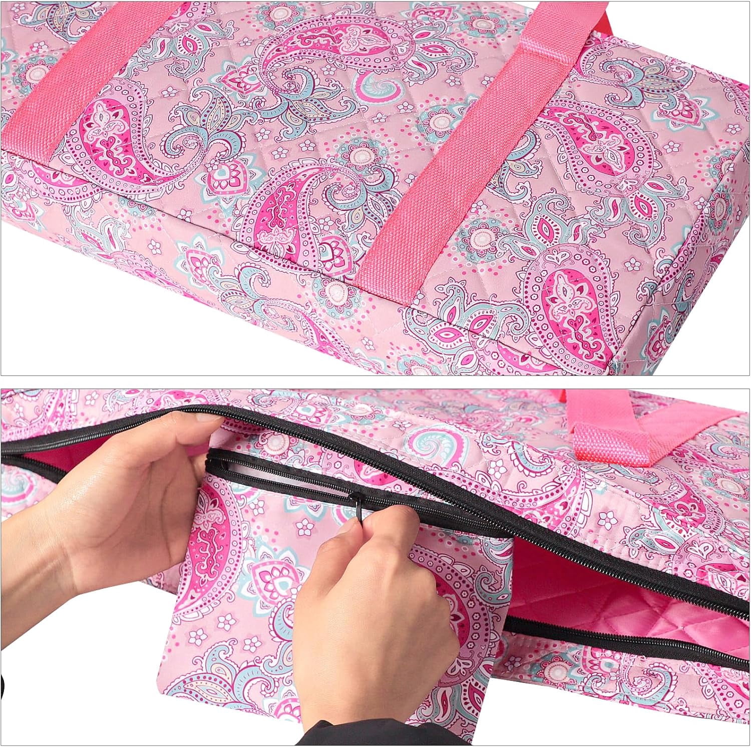 Empty Mahjong Bag, Pink Printed American Mahjong Bag with Two Wrappers (Case Only)