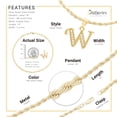 thumbnail image 4 of BEBERLINI Women Letter W CZ Charm Anklet 14K Gold Filled Rope Chain Ankle Bracelet Jewelry, 4 of 9