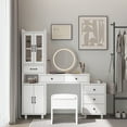 thumbnail image 6 of Ktaxon Makeup Vanity Set with USB Charging&3 Color Lighted Mirror, Large Makeup Vanity with Storage Cabinet and Drawers, Dressing Table for Women, Gold, White, 6 of 8