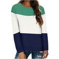 thumbnail image 2 of Timegard Women's Sweatshirt Crew Neck Long Sleeve Color Block Pullover Fall Winter Casual Tunic Tops, 2 of 4