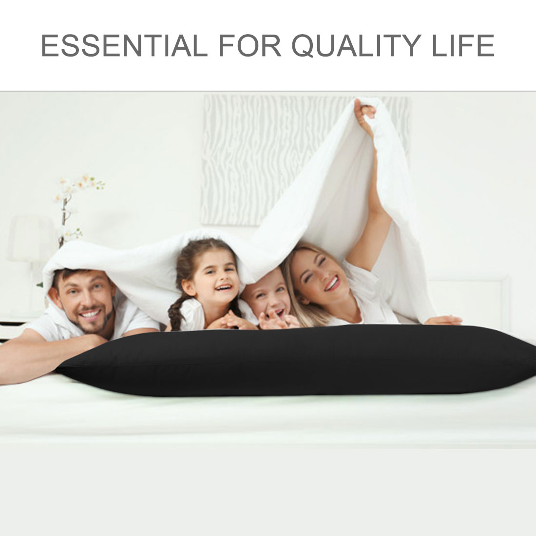 Unique Bargains Pillowcases 2 Pack 100% Cotton Body Pillow Covers Black 20" x 54"