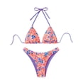 thumbnail image 4 of Womens Reversible Bikini Sets Two Piece Swimsuit Printed Halter Bikini Top with Adjustable Tie and Triangle Bikini Bottom Beach Wear for Women, 4 of 7