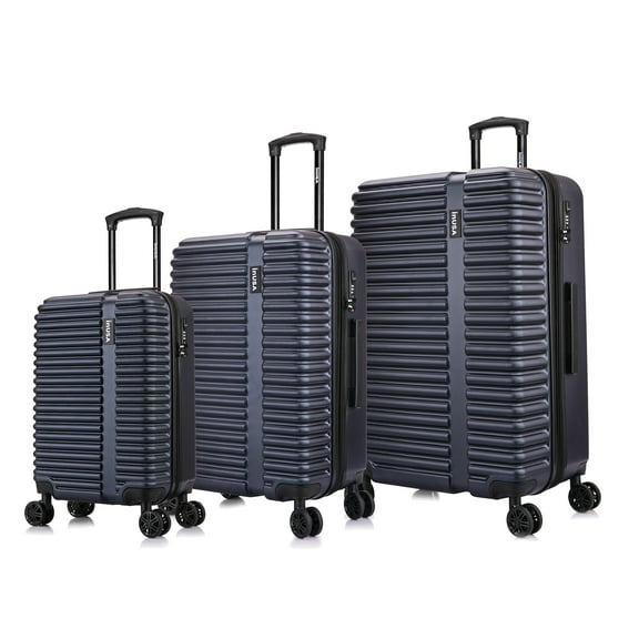 InUSA Ally 3-Piece Hardside Luggage Sets with Spinner Wheels, Handle, Trolley, (20"/24"/28"), Blue