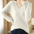 thumbnail image 3 of STETMN V Neck Sweater for Women Comfy Long Sleeve Pullover Top Fall Lightweight Knitwear Shirt, 3 of 7