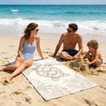 thumbnail image 4 of Beach Towel Bag, Portable Beach Towel Backpack, Integrated Beach Towel with Shoulder Strap, Breathable Cotton Linen Material, Geometric Design, Lightweight and Compact for Travel and Outdoor Use, 4 of 7