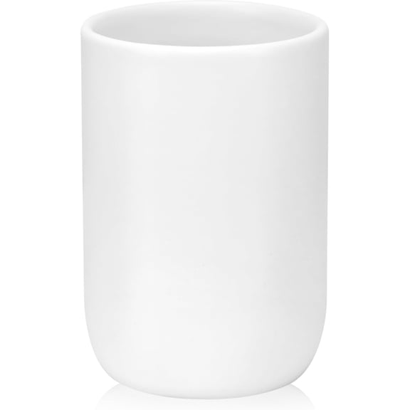 Bathroom Tumbler Cup Ceramic 12.6oz Reusable Toothbrush Cup 375ml,Toothbrush Holder Adequate for Your Bathroom (White)