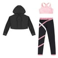 thumbnail image 3 of TiaoBug Kids Girls Tracksuit Sports Bra Hooded Crop Tops Leggings Set Jazz Dancewear Activewear Pink 16, 3 of 5