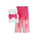 thumbnail image 3 of SGFCWSX Girls 2-Piece Outfit, Sleeveless Cropped Top and Ombre Distressed Jeans, Trendy Casual Daily Clothing Set for Kids Hot Pink Size 7-8 Years, 3 of 9