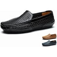 thumbnail image 3 of Summer Men Casual Shoes Moc Toe Genuine Leather Mens Loafers Breathable Slip on Driving Shoes, 3 of 4