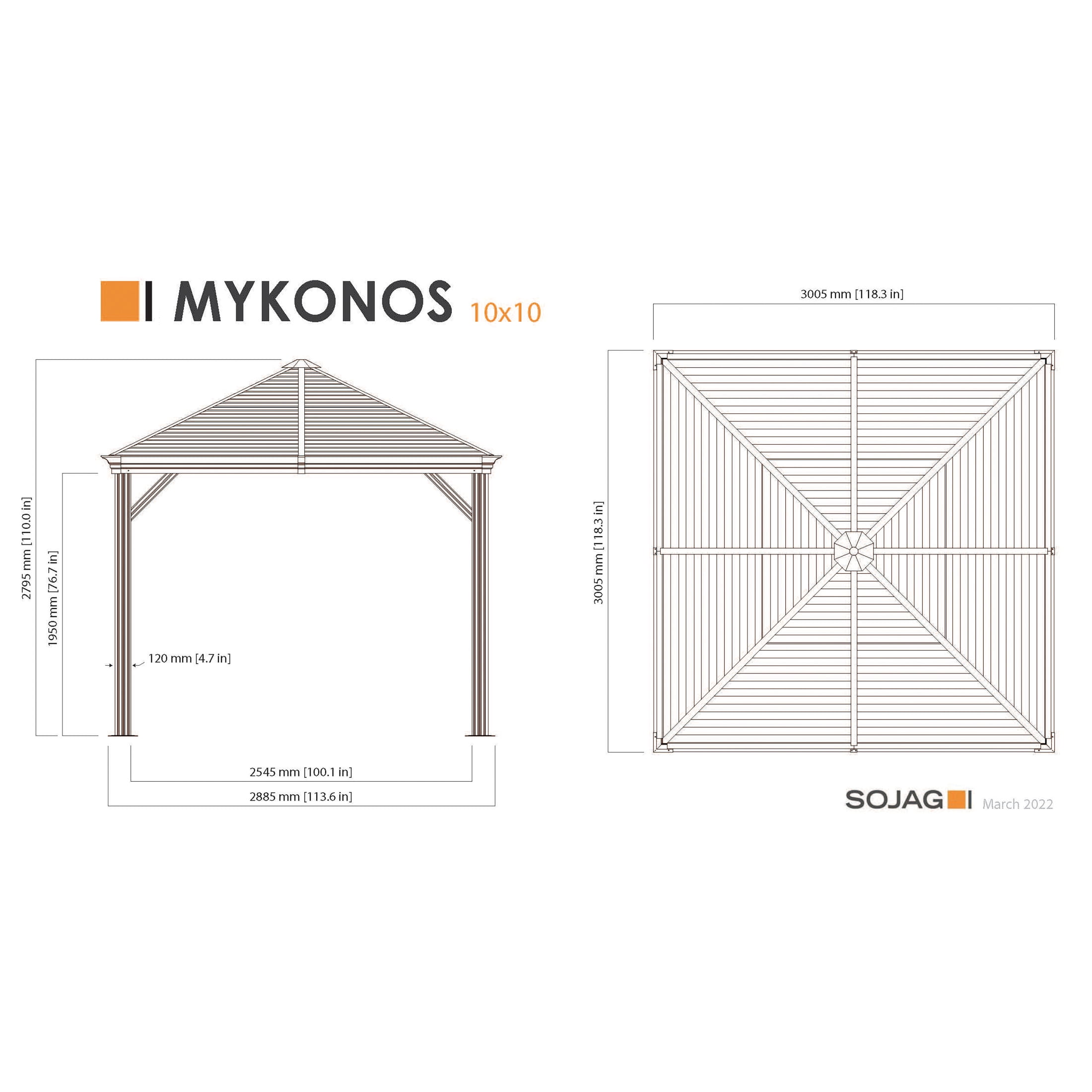 Sojag Mykonos 10 ft. x 10 ft. Gazebo