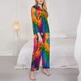 thumbnail image 3 of Wukai Colorful Parrot Jungle Dream A Print Women's Pajama Set,PJ Set,Lounge Sets For Women Soft Long Sleeve Sleepwear Comfort and Style-, 3 of 7