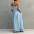 thumbnail image 2 of Morttic Women's Chic Spaghetti Strap Sleeveless Maxi Dress – Side Pockets Casual Summer Sundress Beach & Vacation Outfit Sky Blue，S, 2 of 4