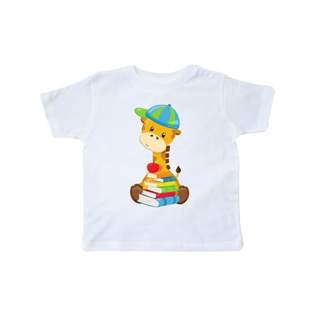 

Inktastic Cute Giraffe Giraffe Going to School Books Gift Toddler Boy or Toddler Girl T-Shirt