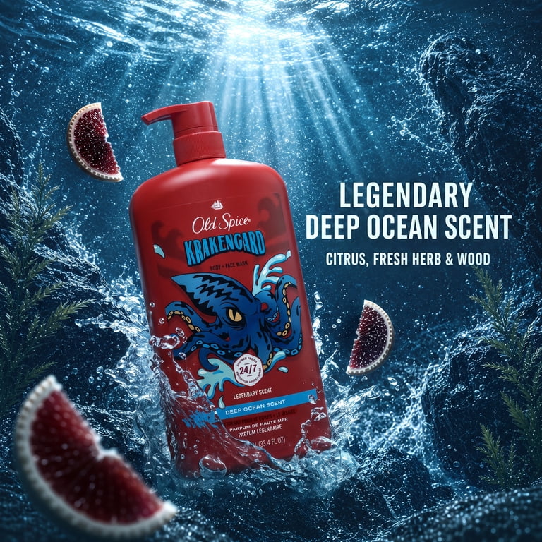 Old Spice Body & Face Wash for Men, 24/7 Shower Fresh, Krakengard