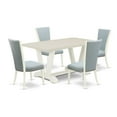 thumbnail image 2 of East West Furniture X096VE215-5 5 Piece Dining Room Table Set - 4 Baby Blue Linen Fabric Parson Chairs with Nailheads and Cement Wooden Dining Room Table - Linen White Finish, 2 of 10