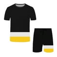 thumbnail image 4 of MNCEKFOD Two Piece Sets for Men Color Block Round Neck Short Sleeve Tshirts with Elastic Waist Shorts Casual Tracksuit Set Gold XL, 4 of 4