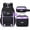 Black & Purple, variant on 3-Piece Cute Backpack Set with Insulated Lunch Bag & Pencil Case, Purple & White