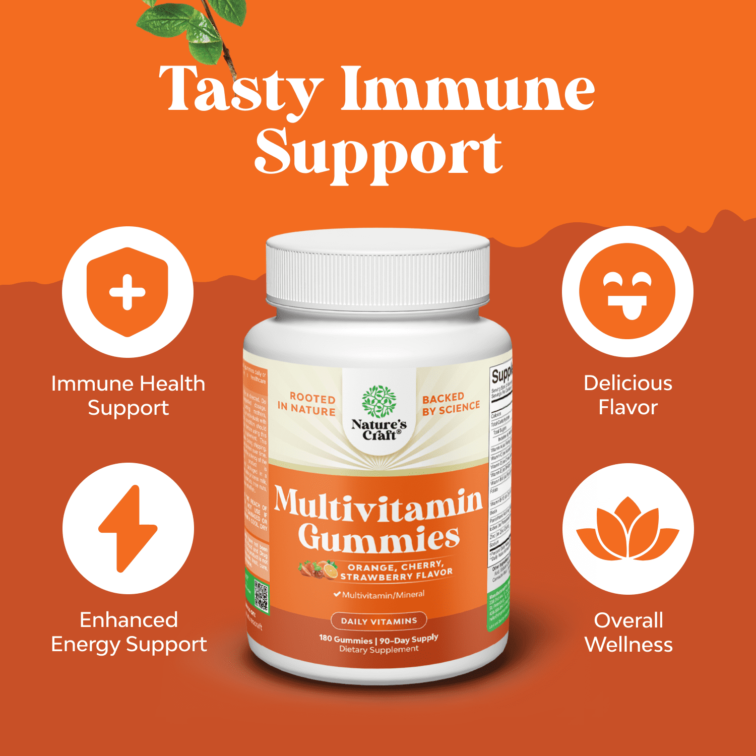 Nature’s Craft Daily Adult Multivitamin Gummies for Energy and Immune Support, 180 Count