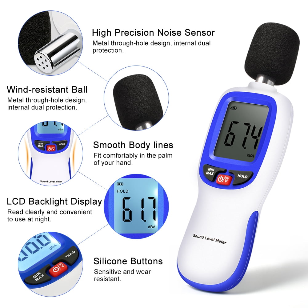 HERCHR Sound Level Meter, Portable Digital Decibel Meter Audio Noise