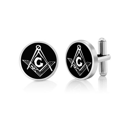 Stainless Steel Masonic Freemason Square & Compass Cufflinks 18mm