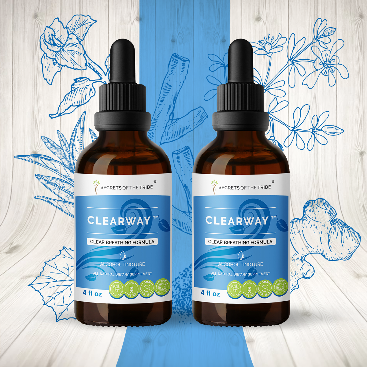 Clearway Alcohol Extract, Tincture, Licorice, Chaparral, Ginger, Thyme