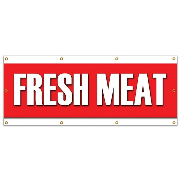 36"x96" FRESH MEAT BANNER SIGN butcher steak beef chicken pork ground