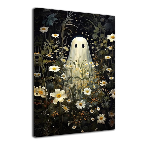 Ghost Canvas Prints Wall Art Decor Spirit Abstract Posters for Bedroom Bathroom Wall Decoration - 8x12 inches Framed