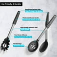 thumbnail image 4 of Silicone Spatula and Cooking Spoon,5 Pack Solid & Slotted Spoons and Spatulas Silicone Heat resitant for Kitchen, Stainless Steel Handle Coated with Silicone, Non Stick Utensil (Black), 4 of 5