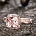 thumbnail image 3 of 4.75 Carat 10mm Cushion Cut Morganite Engagement Ring Diamond Moissanite Promise Ring 10k Rose Gold Infinity Twisted Halo Stacking Band, 3 of 6