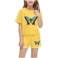 thumbnail image 2 of Delliss 5-14 Years Girls Short Butterfly print Sets 2 Pieces Outfits Short Sleeve T-Shirts and Casual Shorts With Pockets Cute fashion Top Clothes Sets, 2 of 8