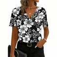 thumbnail image 2 of Otvok Women'S T-Shirt Printed Fashionable Pile Collar Breathable Summer Short Sleeve Casual Tops, 2 of 6