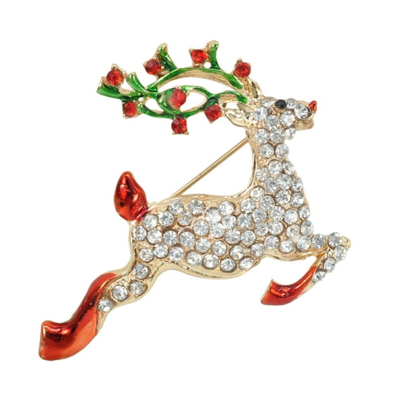 Clear Crystal Rhinestone Bright Flower Snowflake Pin Brooch For Women (Gold Tone)