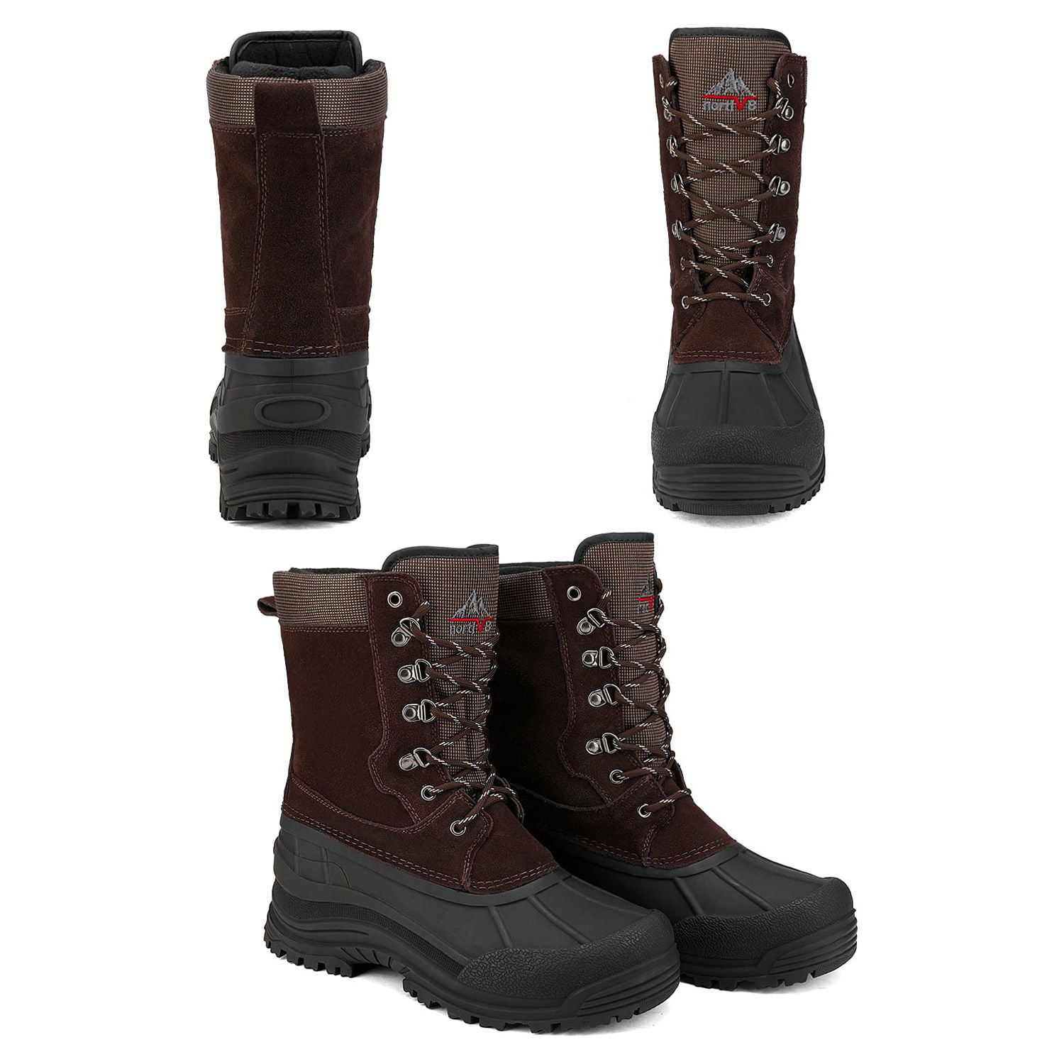 Nortiv8 Mens Winter Warm Outdoor Hiking Boots Snow Boots Insulated Waterproof Work Boots Shoes Terrex-2M Brown Size 7