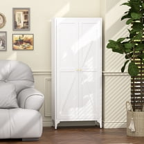 S-HOME Tall Steel Pantry Cabinet with 2 Doors and Adjustable Shelf Design Perfect for Storage in Kitchen and Living Room，White