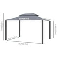 thumbnail image 3 of Outsunny 13' x 10' Outdoor Patio Gazebo Canopy, Grey, 3 of 10