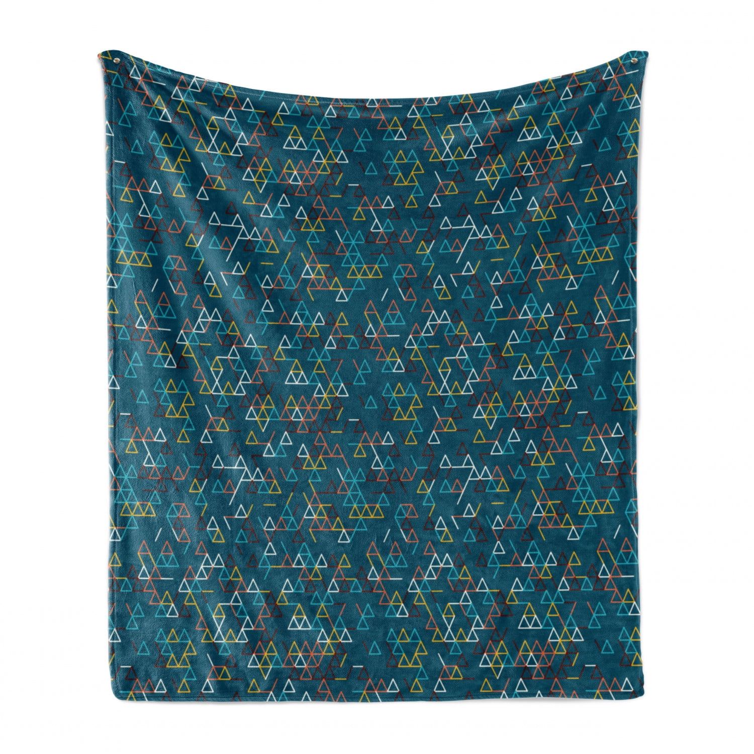 Ambesonne Contemporary Soft Flannel Fleece Throw Blanket Cozy Plush for Indoor and Outdoor Use 70 x 90 Colorful Triangles Patterns in Tessellation Style Modern Design Dark Teal and Multicolor